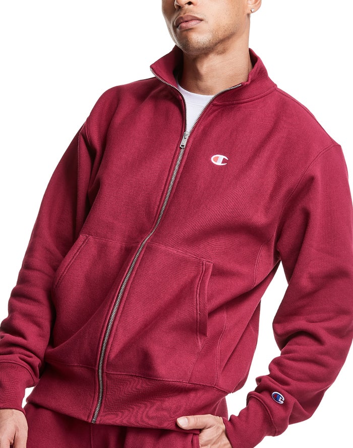 Champion Herre Sweatshirt Rød - Reverse Weave Full Zip Mock Neck - Danmark VBI-193765